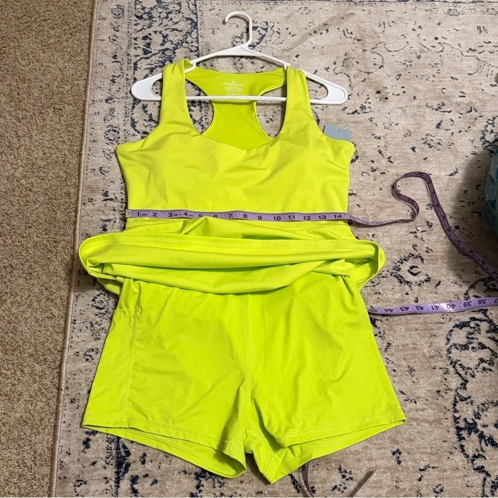 Antonio Melani Active Tennis Courtside Mini Dress hidden side pocket lime Large
